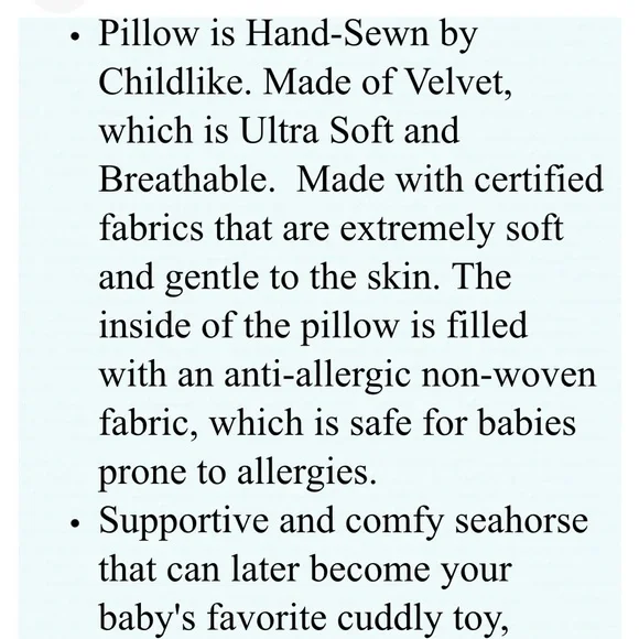 Childlike Seahorse Shaped Baby Nursing Pillow Cuddling white NEW sealed package - Picture 6 of 6